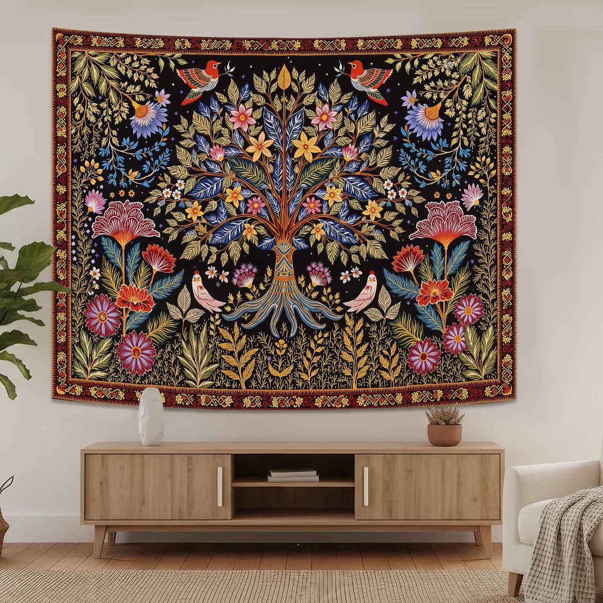 Tree of Life Wall Tapestry (60"L x 44"W / Black Red)