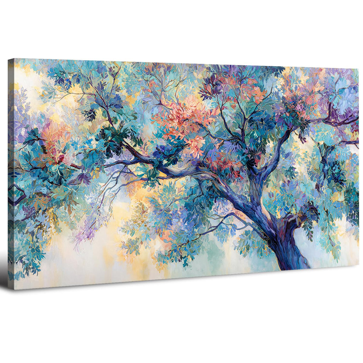 Colorful Tree of Life Wall Art Abstract Forest Wall Decor Blooming Floral Pictures for Living Room Graffiti Watercolor Nature Landscape Canvas Prints Painting Artwork Bedroom Home Decoration 24x48" (48"L x 24"W / Colorful Tree)