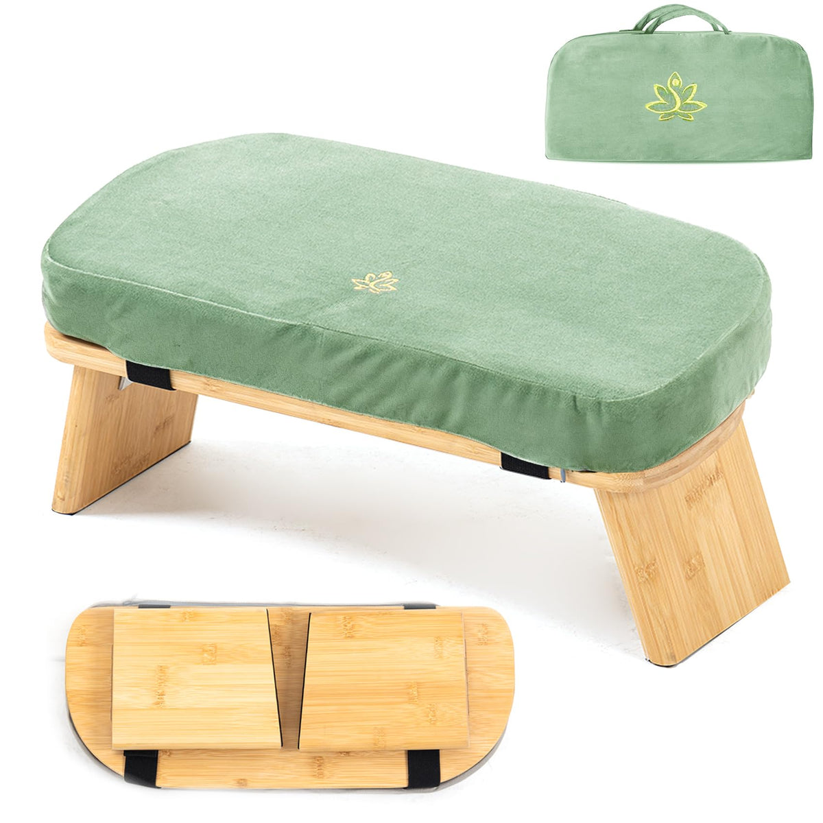 Large Bamboo Meditation Bench (Green & Bag)