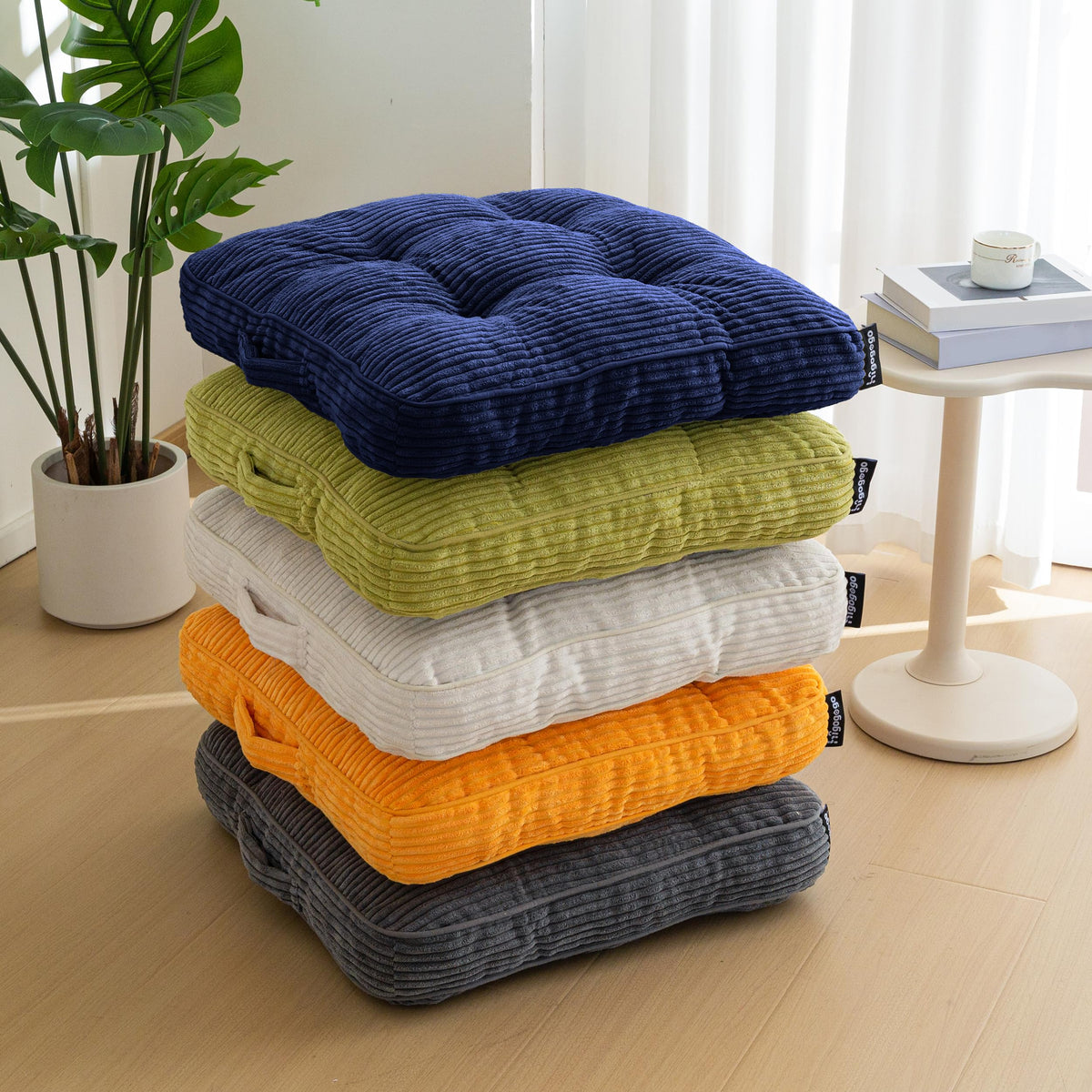 Floor Pillow Cushion for Adults (Square Black / 4" Thick(Pack of 1))