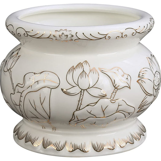 Small White Ceramic Incense Burner Pot for Praying Buddha (White)