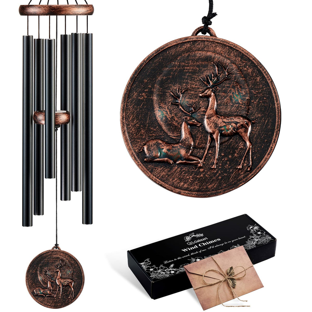 34" Deer Wind Chimes for Outside (34" Deer)