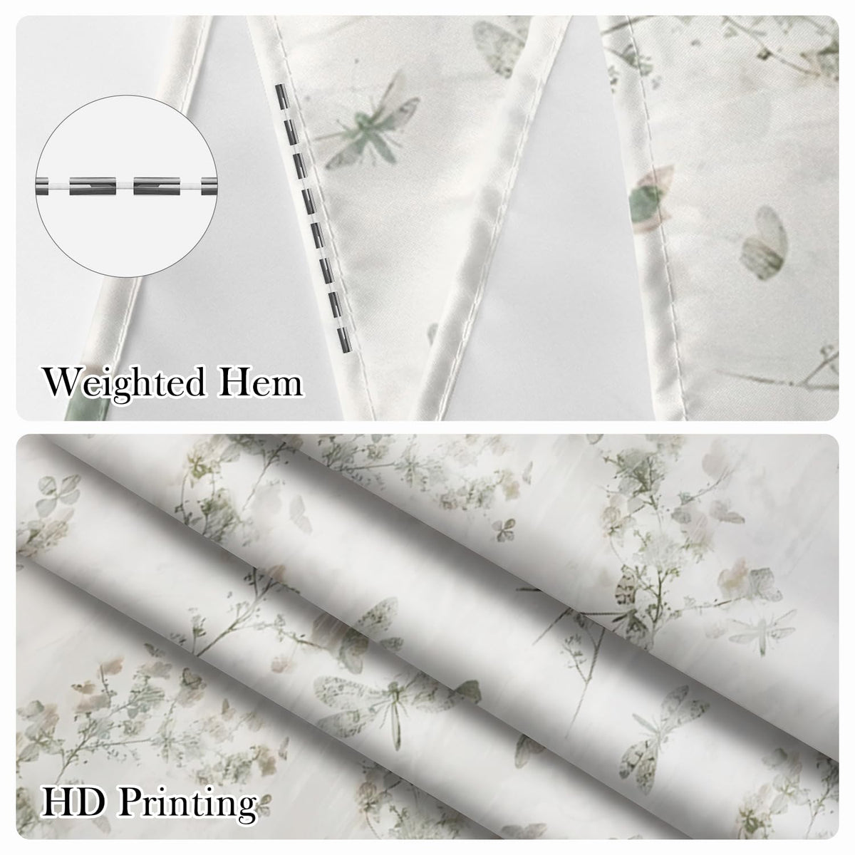 Watercolor Botanical Floral Shower Curtain (Floral-e)