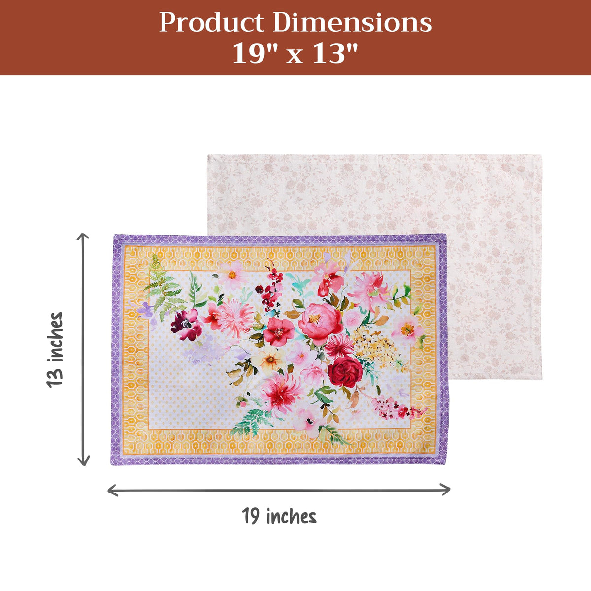 Placemats Set of 4 Reusable 100% Combed Cotton (046 - Summer Joy / 13" X 19" (Pack of 4))