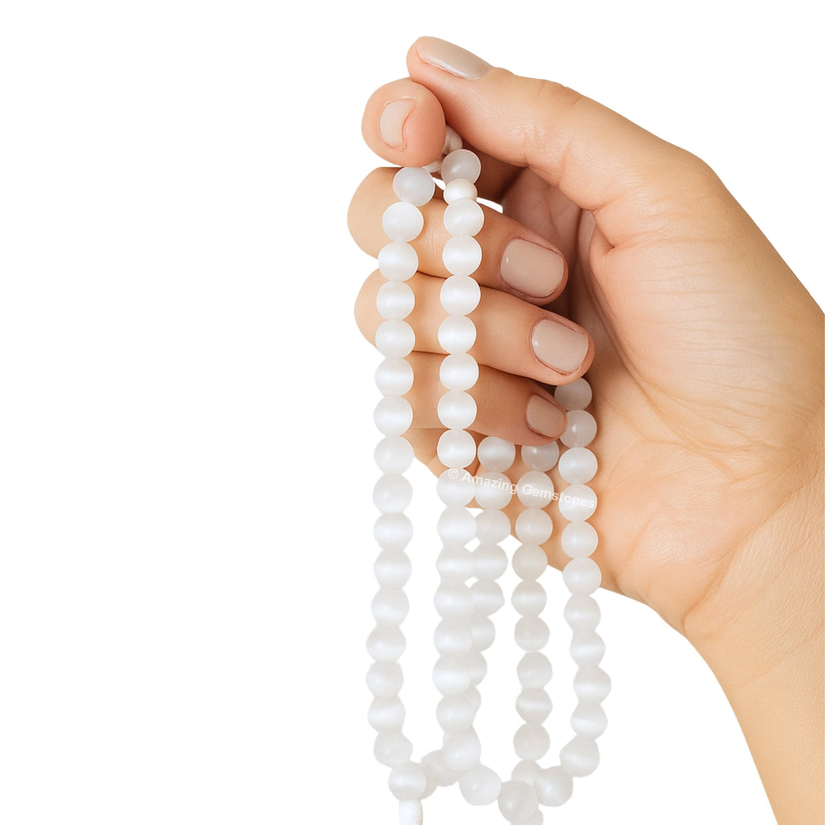 Selenite Mala Beads (Selenite / Plain)