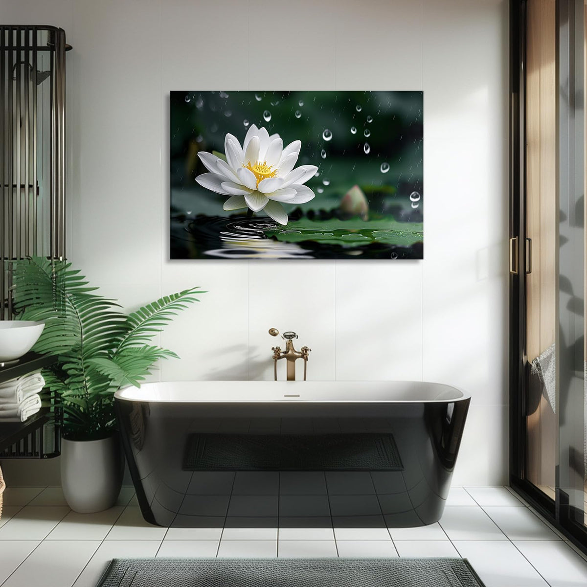 White Lotus Canvas Wall Art (24"L x 16"W / Art-11)