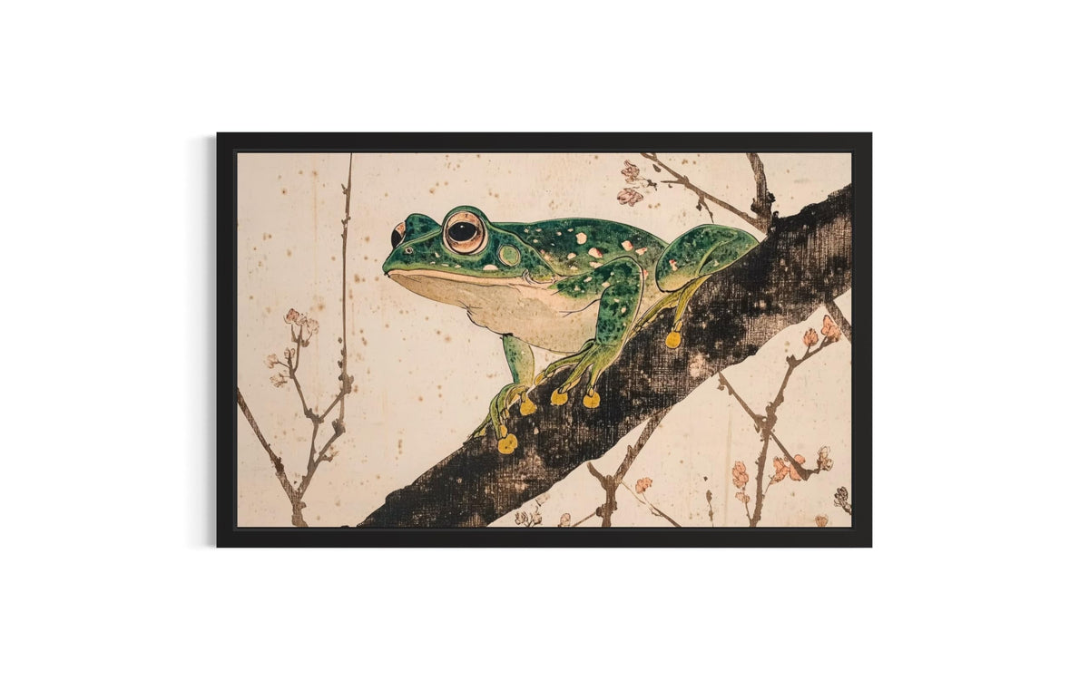 Green Frog Framed Wall Art Print Poster (Green Frog / 20"L x 16"W)
