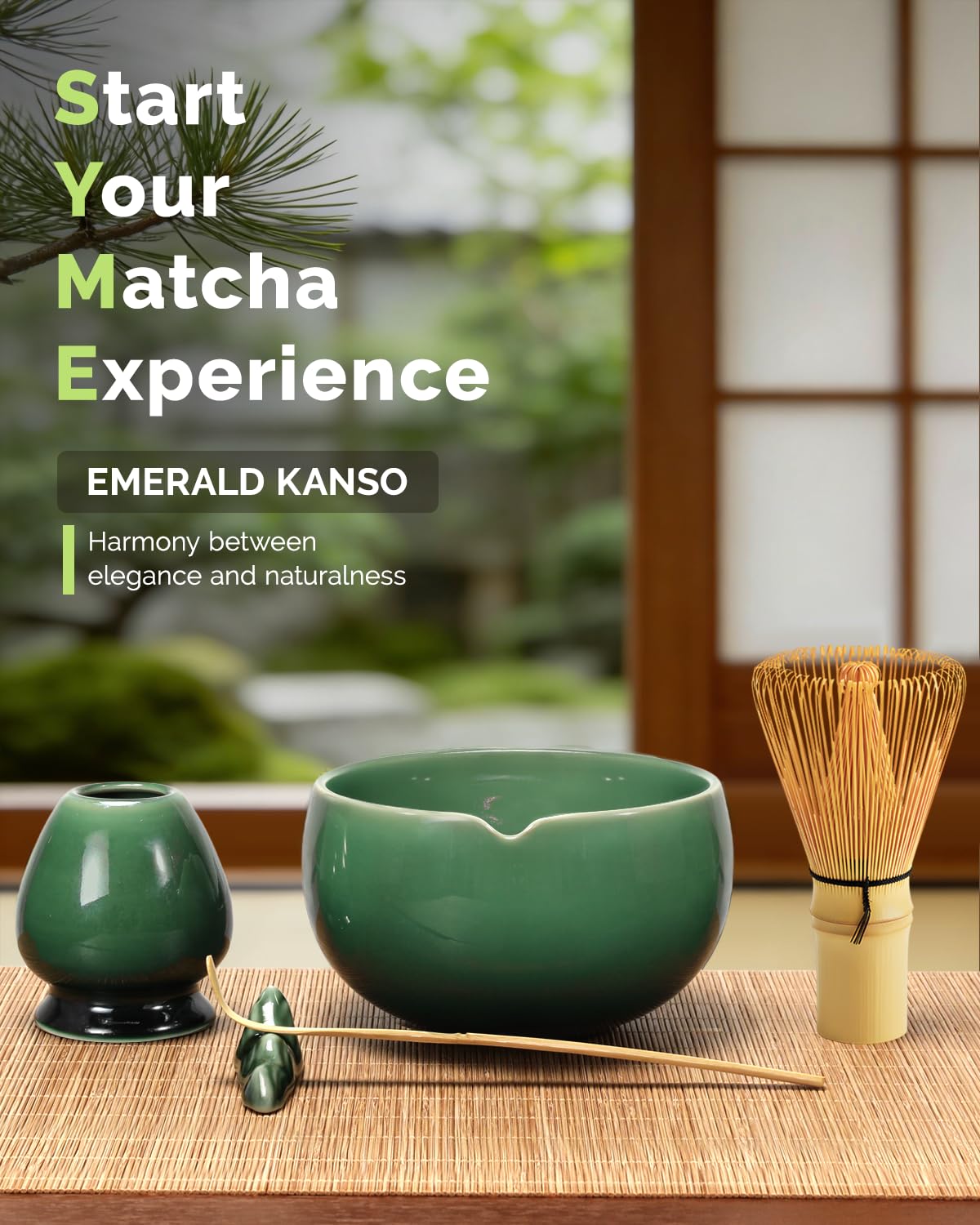 Matcha Whisk Set (Emerald Kanso)