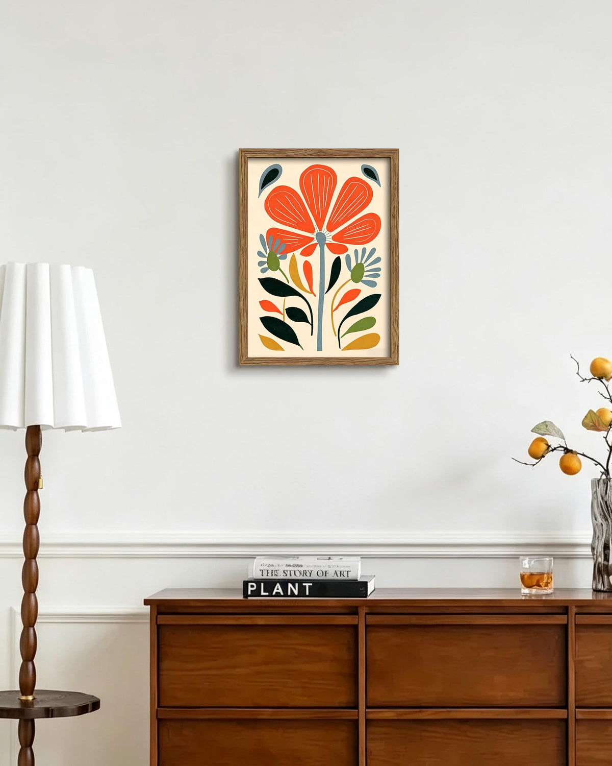 Boho Floral Framed Canvas Wall Art 12x16 Inch (A-Safflower / 16"L x 12"W)