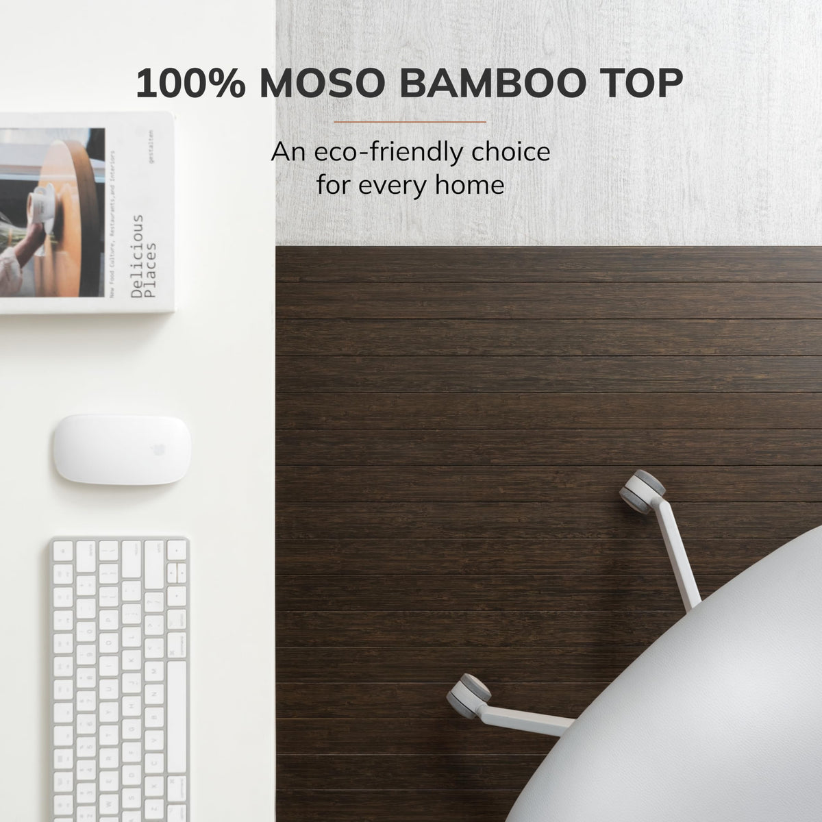 72" x 48" Bamboo Office Chair Mat for Carpet & Hardwood Floor (Espresso / 72" x 48" / Without Lip)