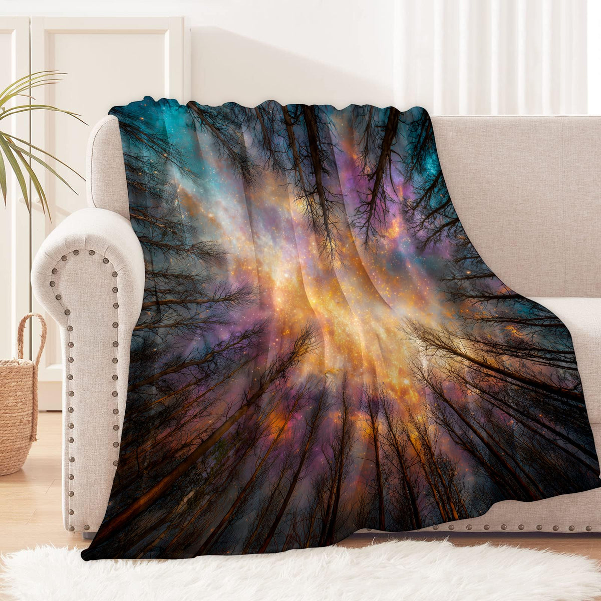 Colorful Forest Blanket for Dark Art Lovers (80x60 Inch / Forest)