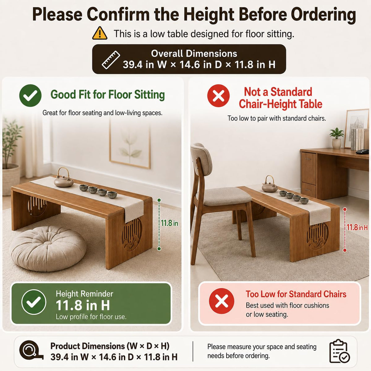 Folding Floor Table (31.5Inch)
