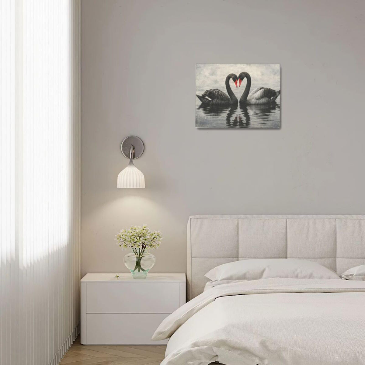 Black Swan Wall Art Vintage Canvas Wall Decor Swan Aesthetics Art Retro Pictures Painting Artwork Framed Decoration for Living Room Bedroom Bathroom Dining Room Office 12"x16" (Swan / 16L"×12W")