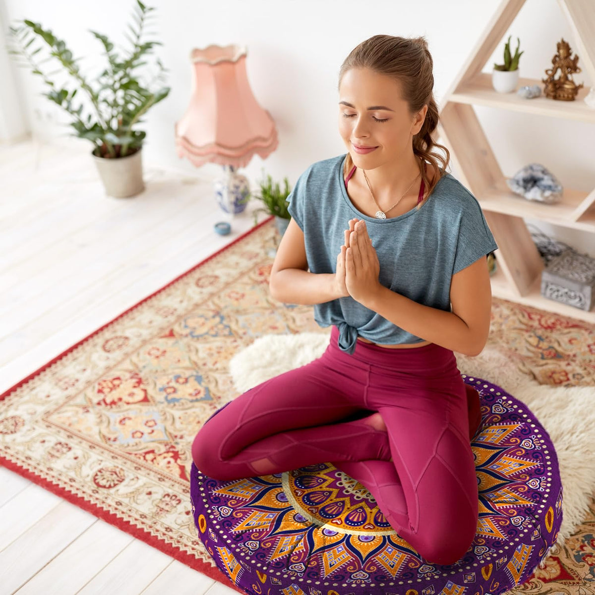 Mandala Meditation Cushion (10.mandala Meditation Cushion-2 / 22x22 inch round)