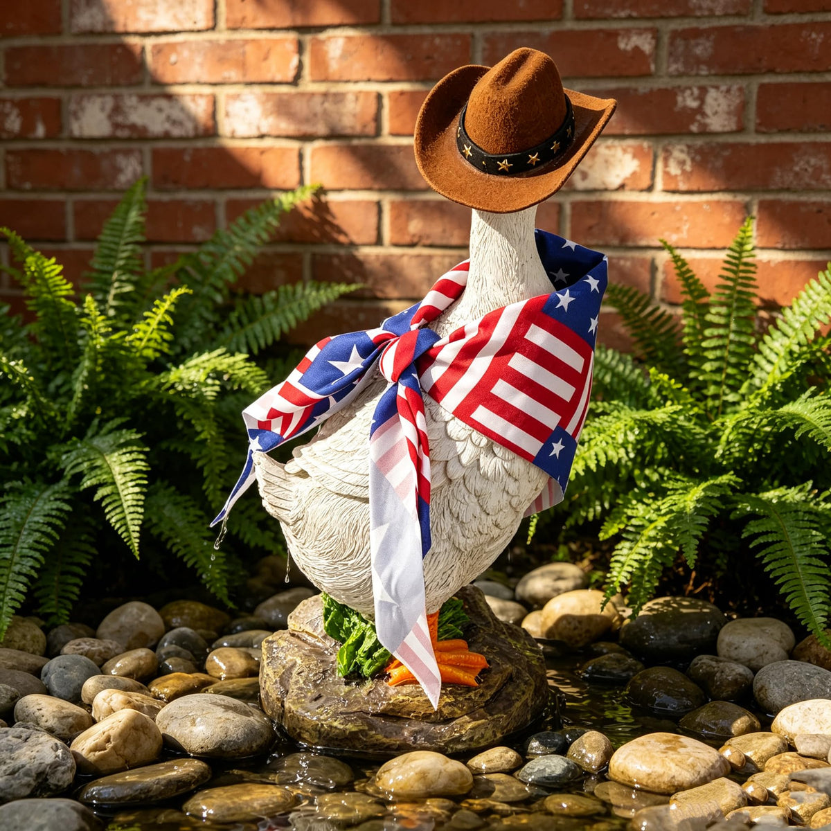 USA Duck Decor Statue for Independence Day (Blue)