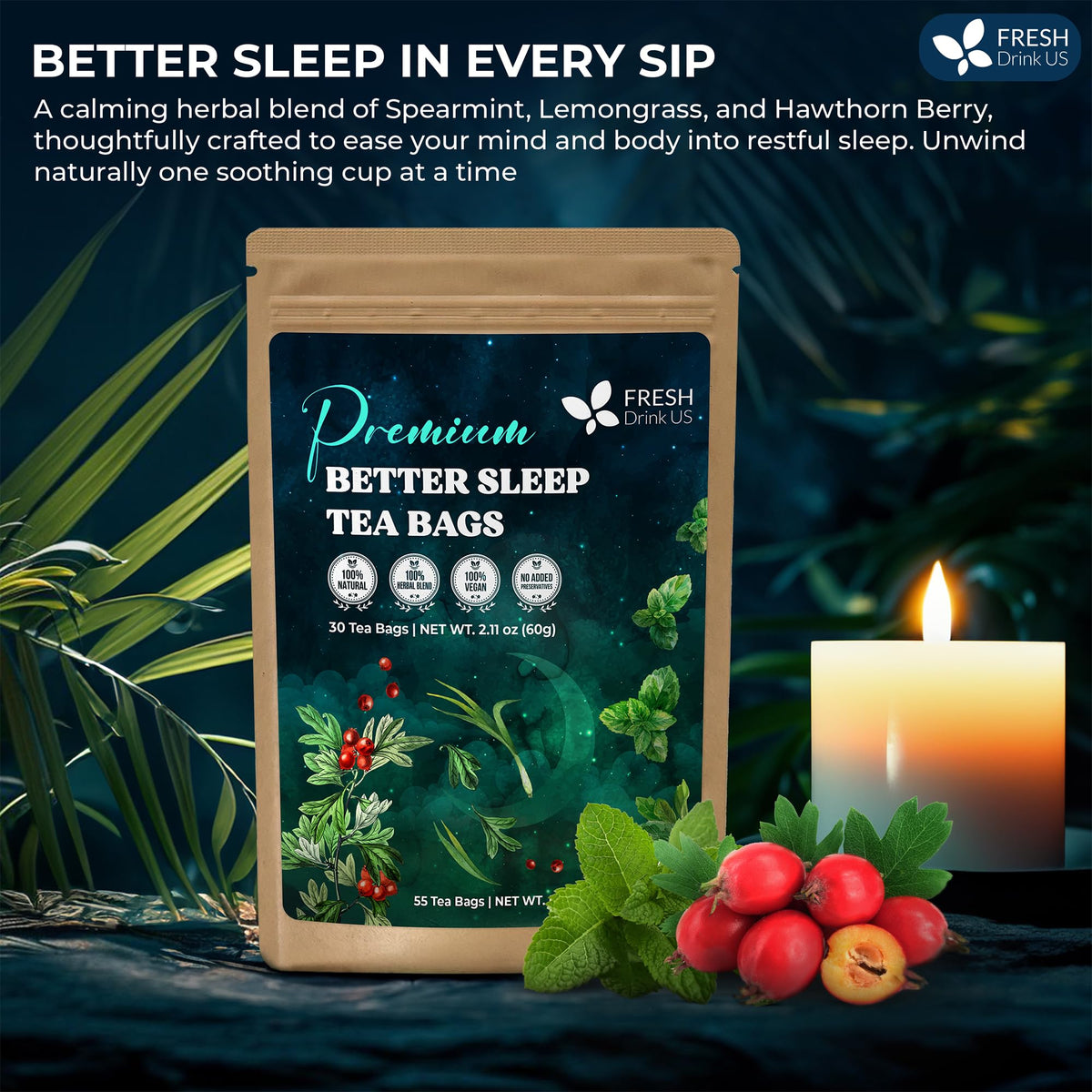 Premium 75 Tea Bags Better Sleep Herbal Tea (75 Tea Bags)