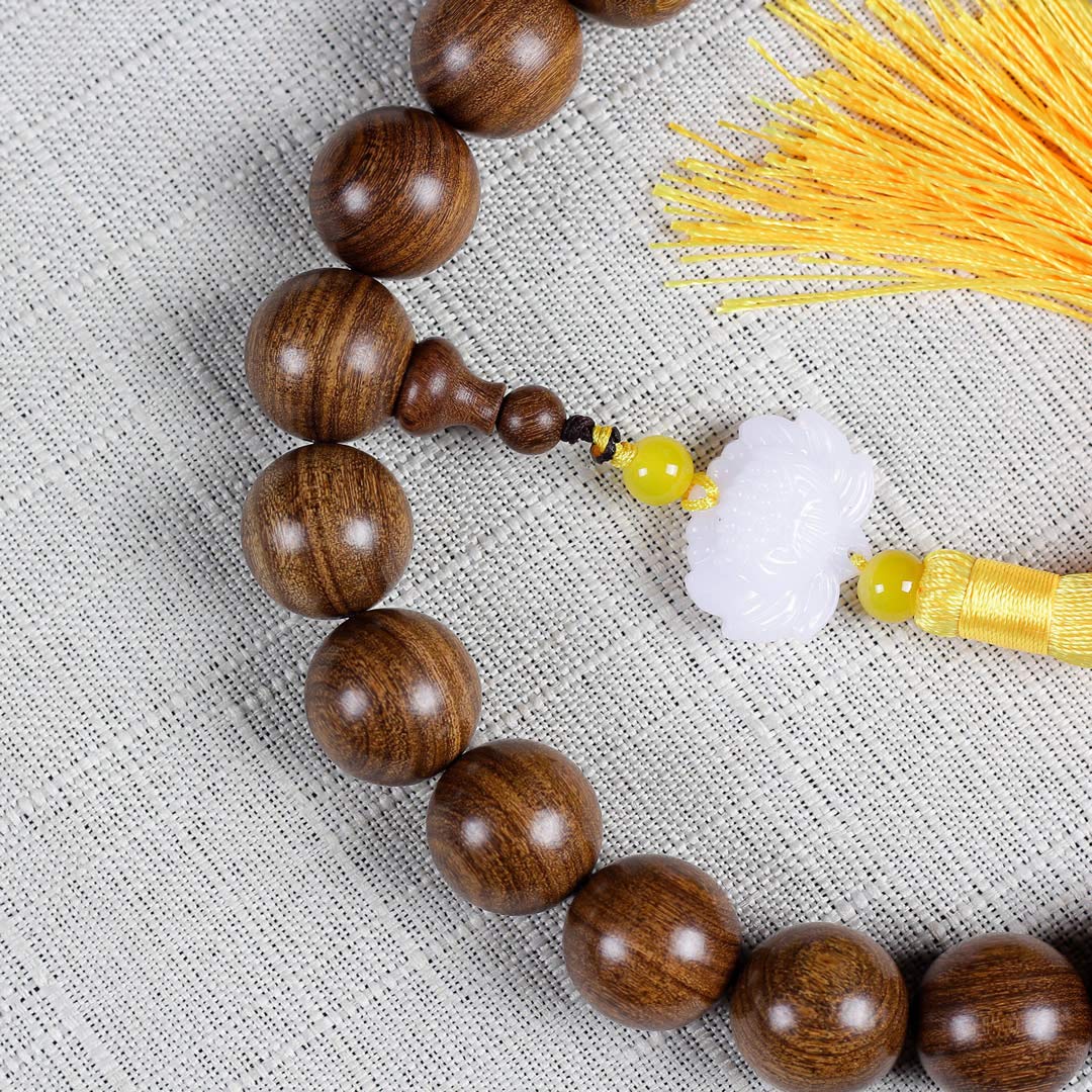 Unisex Natural Silkwood Tibetan Buddhism Meditation Prayer Bead Necklace Japa Mala Beads Bracelets (20mm 21 Beads Boutique)