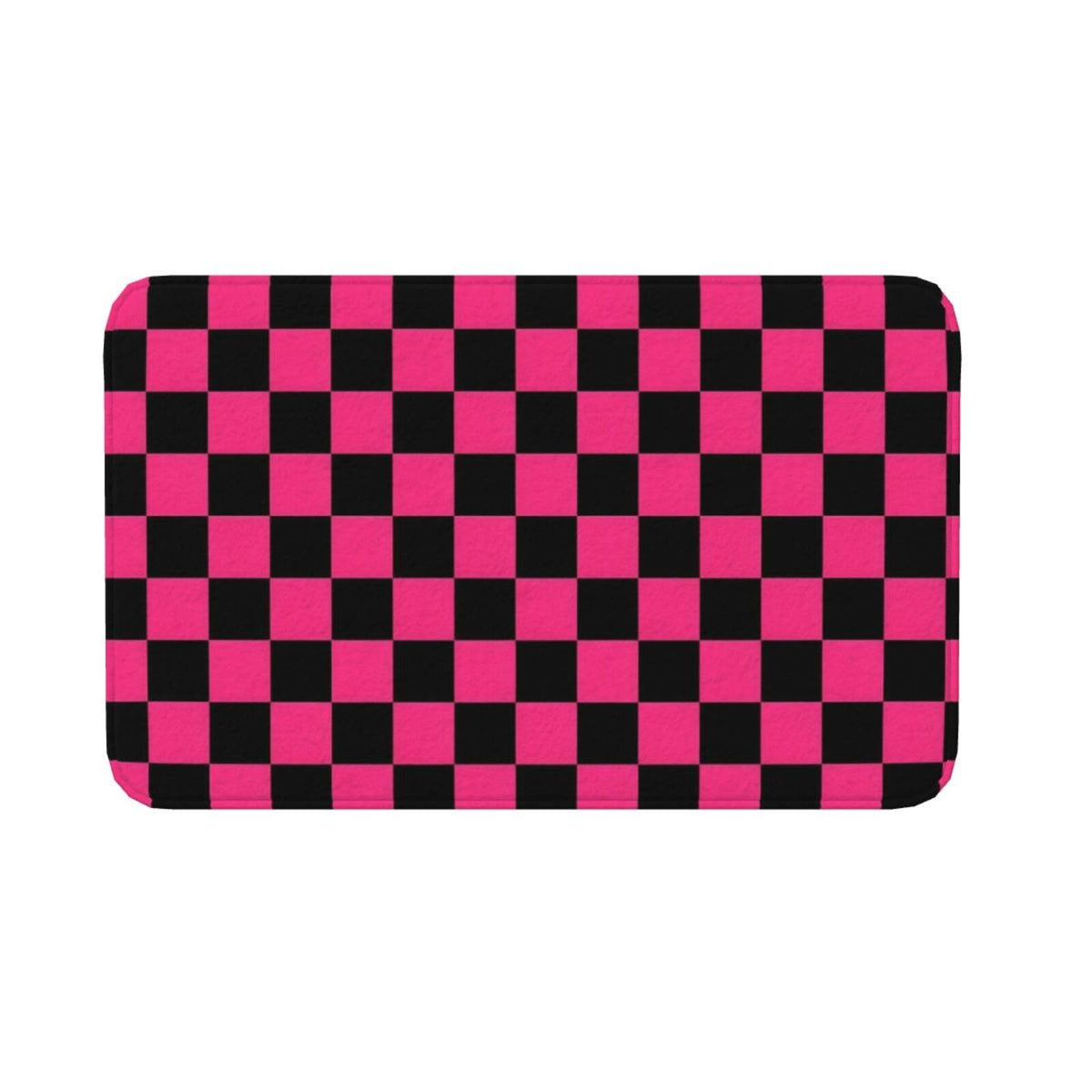 Pink Black Checkered Bath Mat Non (1'8" x 2'8" (Rectangular) / Pink Black Checkered)