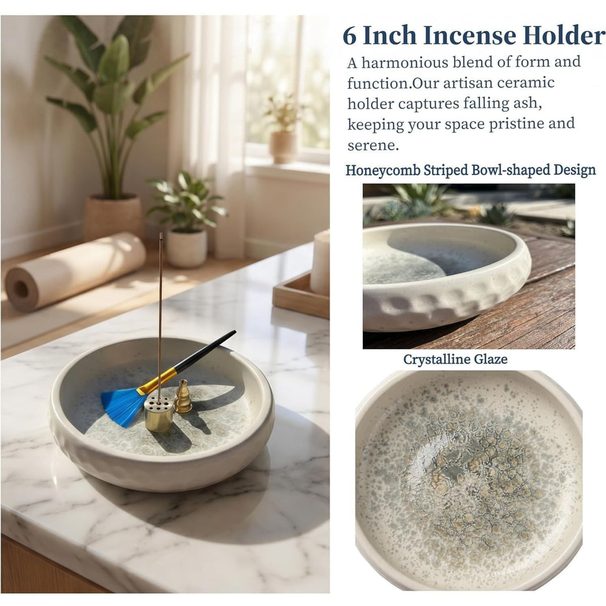 6 Inch Japanese Incense Holder for Stick (White)