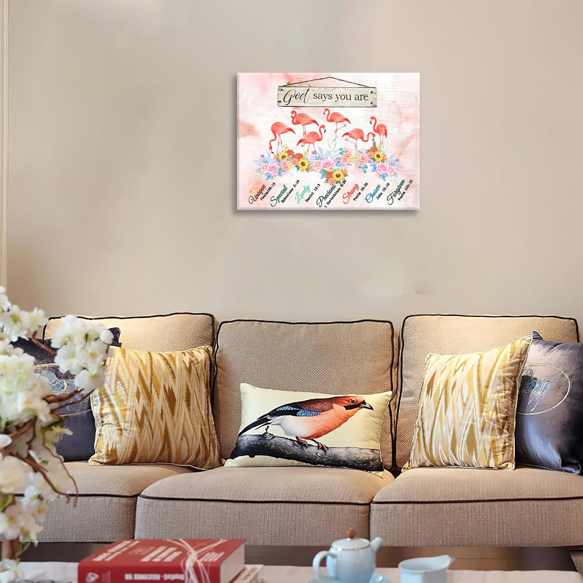 Flamingo Canvas Wall Art Inspirational Painting Framed ArtWork 16"x24" (Flamingoes / 24"L x 16"W)