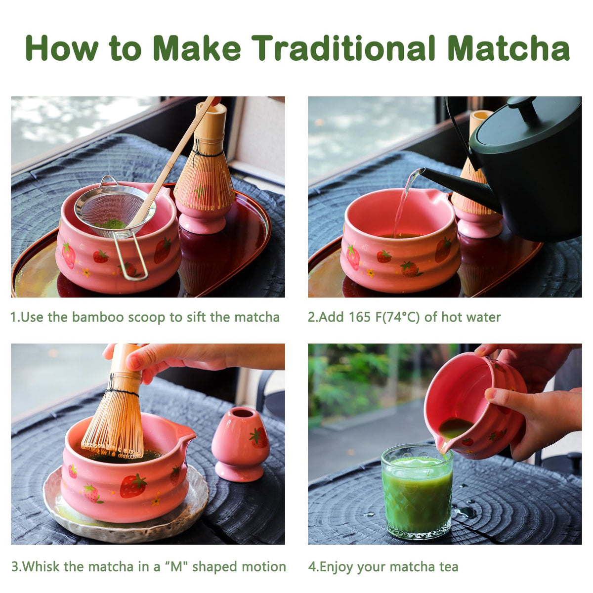 Pink Strawberry Matcha Whisk Set Kit (Pink Strawberry)