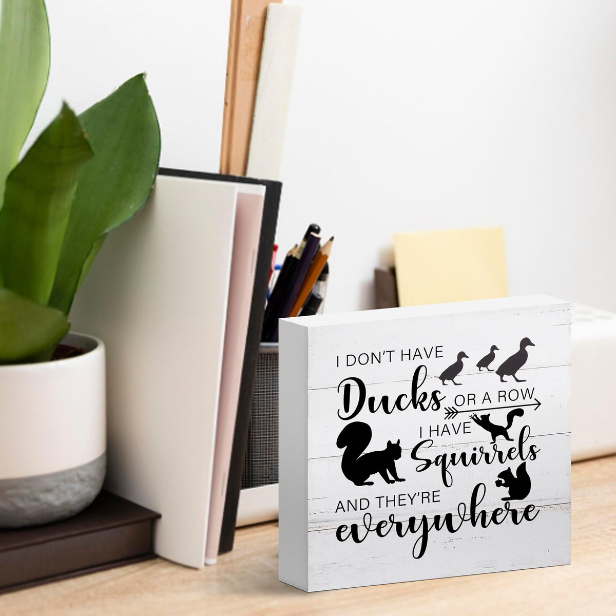 Humorous Office Quote Decor for Home Living Room Table (Beige)