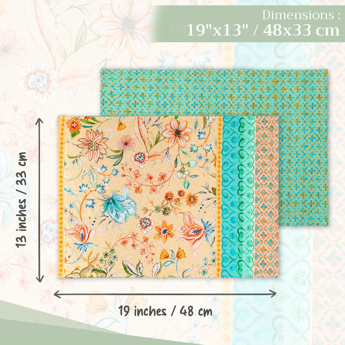 Placemats Set of 4 Reusable 100% Cotton (099 - Luxury Loft - Peach / 13" X 19" (Pack of 4))
