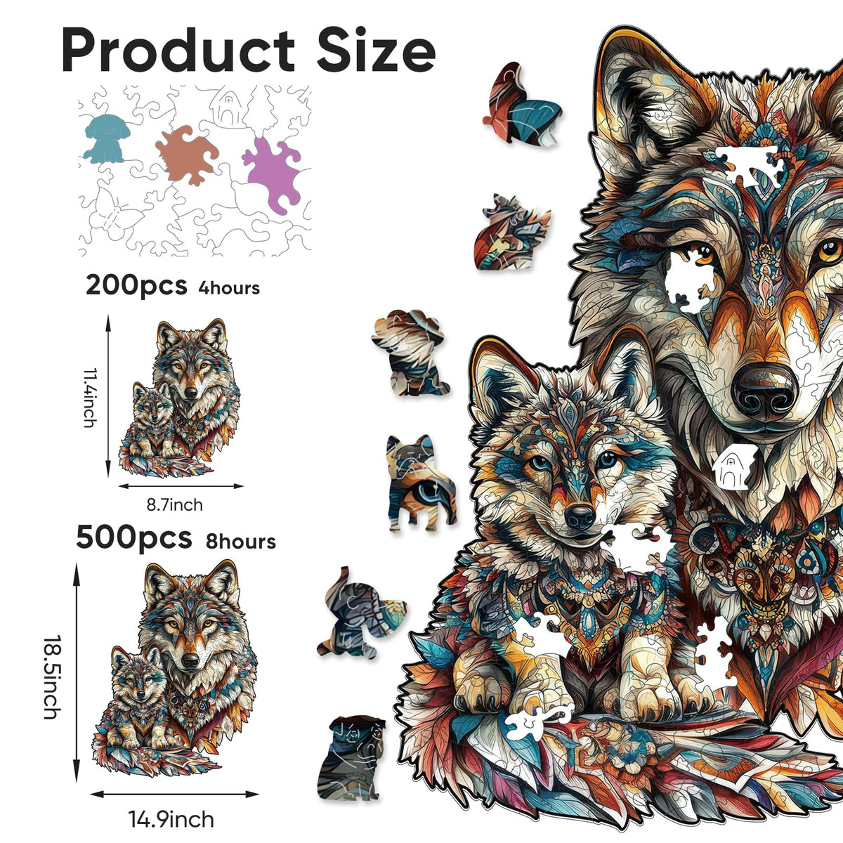 Puzzles for Adults (Wolf Heads / 200 pieces)