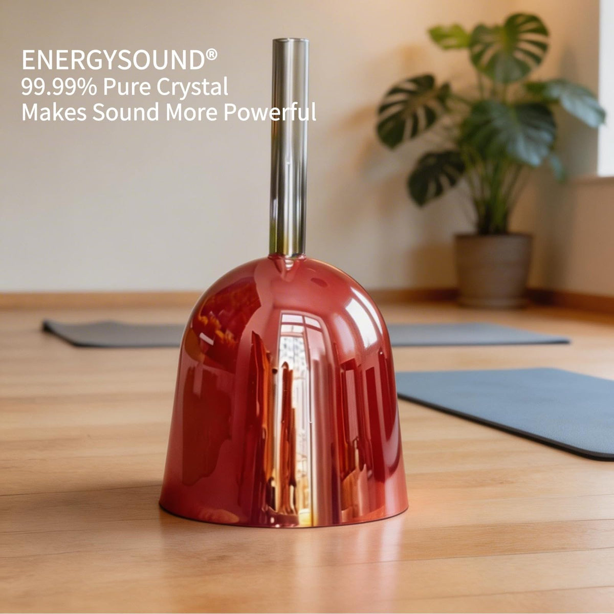 432Hz C Root Chakra Opaque Red Handle Clear Sound Bowl 6.5"+Bag (6.5 inch Handheld Bowl / Opaque Red 432 Hz C Note)