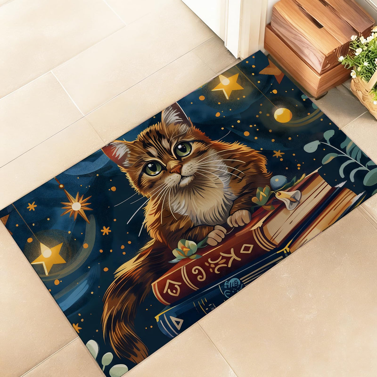 Enchanted Cat and Book Indoor Door Mat (Cat)