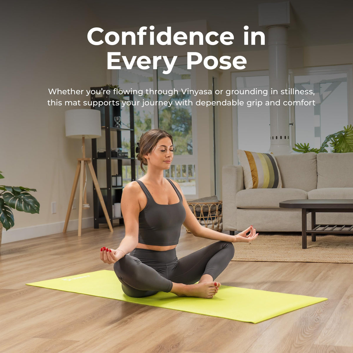 Slim High Density Exercise Yoga Mat (Classic Grey)