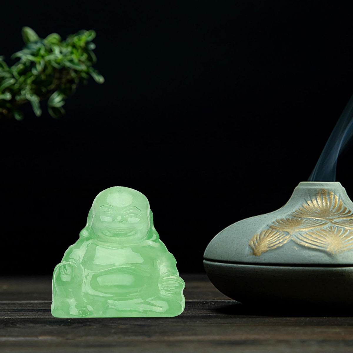 Fluorite Crystal Laughing Buddha Statue Meditation Decor Spiritual Art Piece Healing Stone Figurine Zen Altar Sculpture Feng Shui Gift Yoga Space Ornament Peaceful Home Temple Collectible (Fluorite Buddha)
