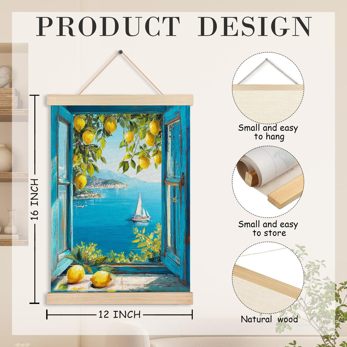 Amalfi Coast Mediterranean Window View Wall Art Decor (Coast Mediterranean Window View Wall Art)