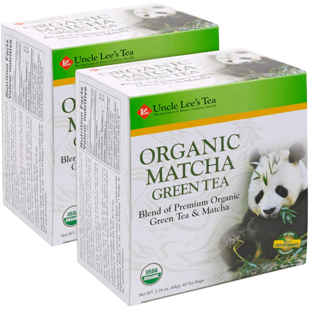 Uncle Lee's Organic Matcha Green Tea Bags 2 (40 Count (Pack of 2))
