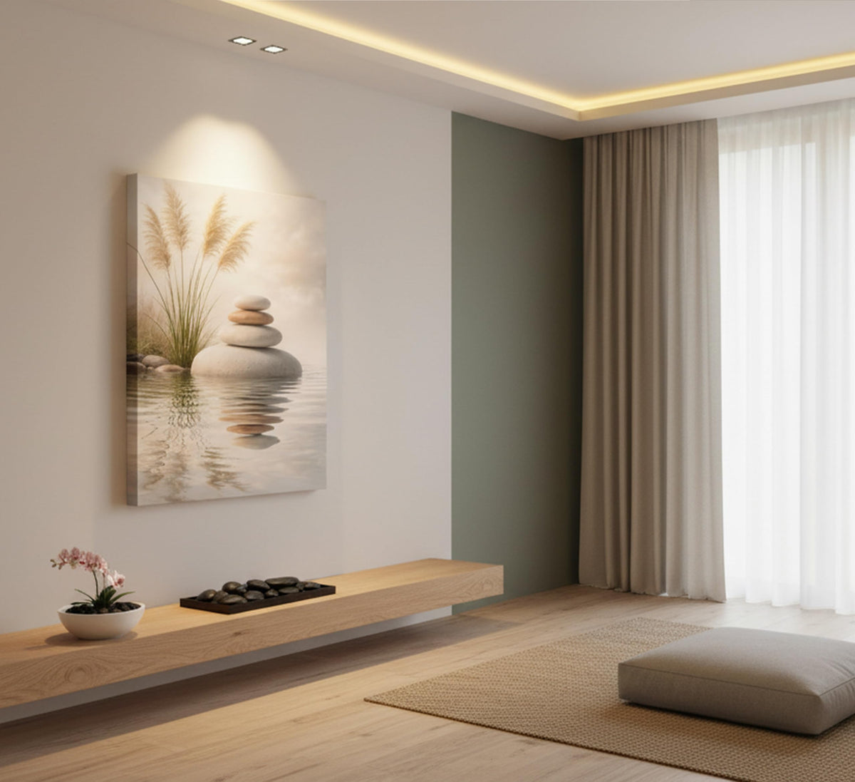 Zen Stone Canvas Wall Art 12x16Inches (Zen Canvas / 16"L x 12"W)