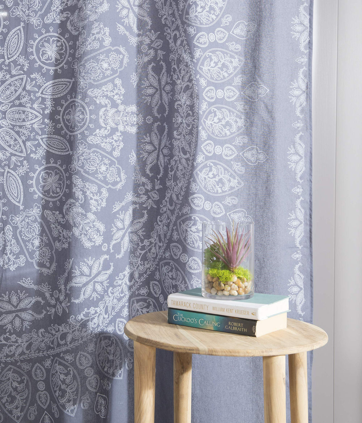 Indian Hippie Mandala Bohemian Beautiful Grey Window Door Drapery Curtain Bedroom Living Room Balcony Valance Panels (38"W x 83"L (Pack of 2) / Grey)