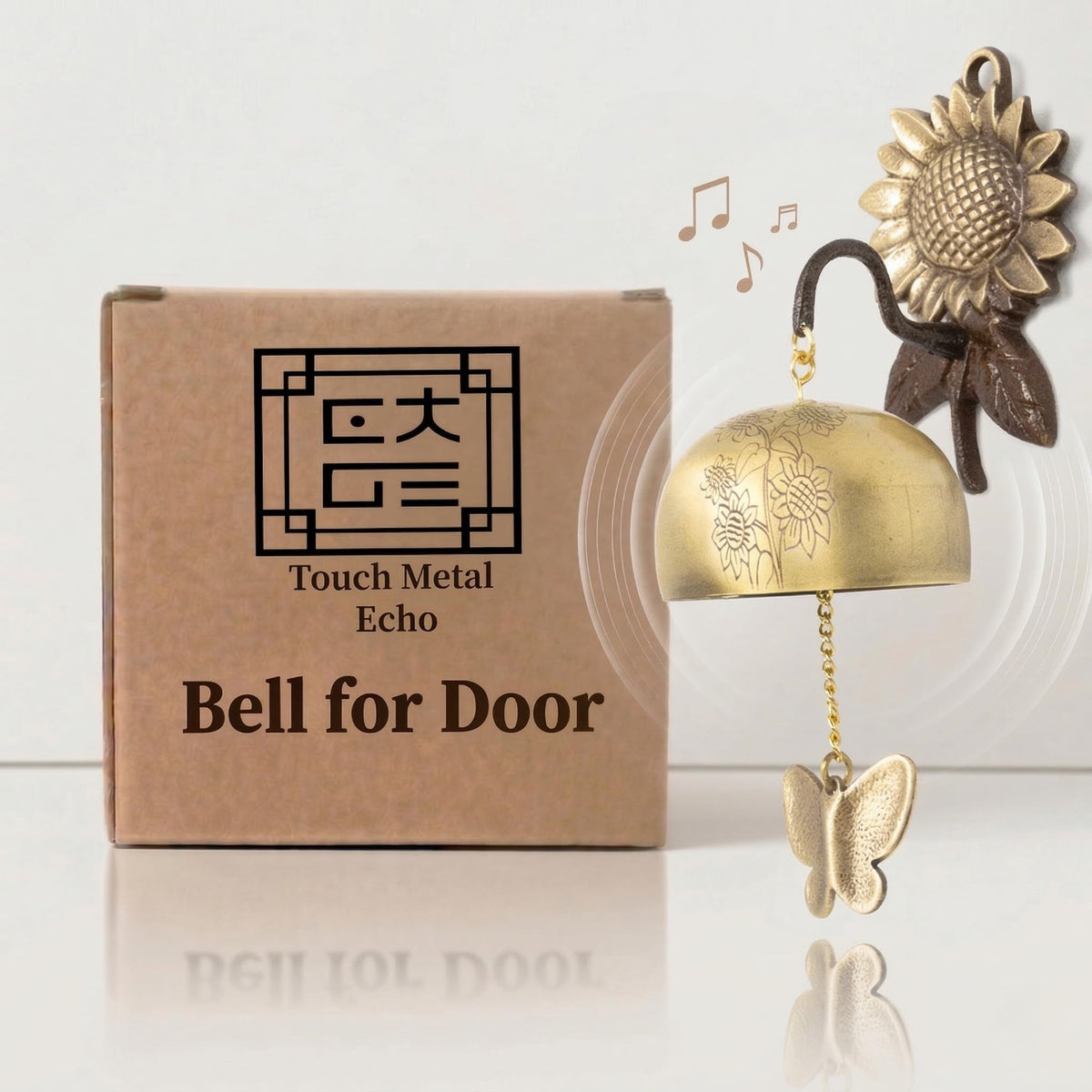 Solid Brass Shopkeepers Bell for Door Opening (Gold Sunflower)