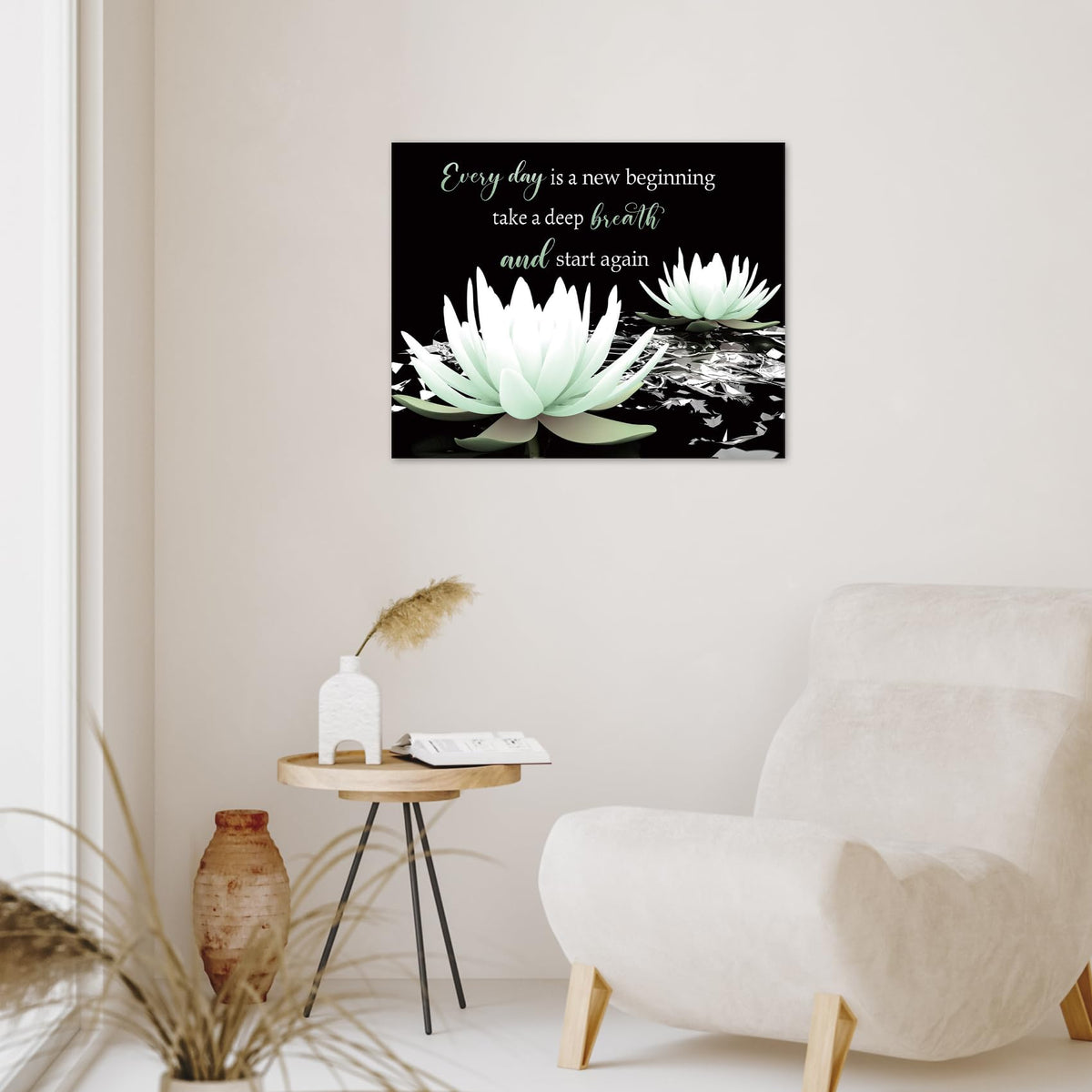 Sage Green Floral Wall Art Black and Green Canvas Wall Art for Living Room Modern Zen Yoga Spa Wall Decor for Bedroom Bathroom Home Office Ready to Hang 12L x 12W Inch (Green / 12"L x 12"W)