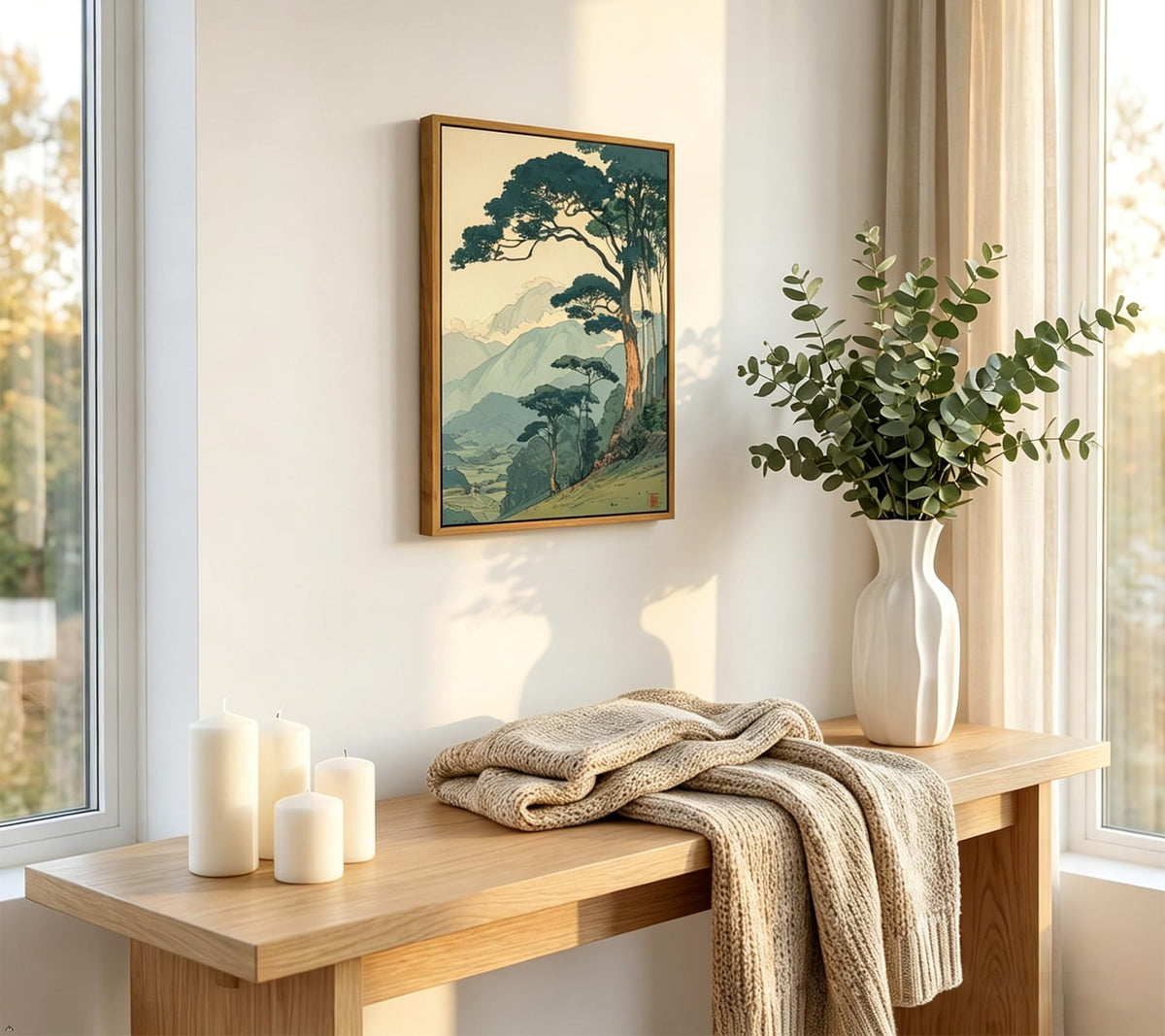 Floating Framed Vintage Japanese Forest Canvas Wall Art (Japanese Green Forest / 10L"x8W")