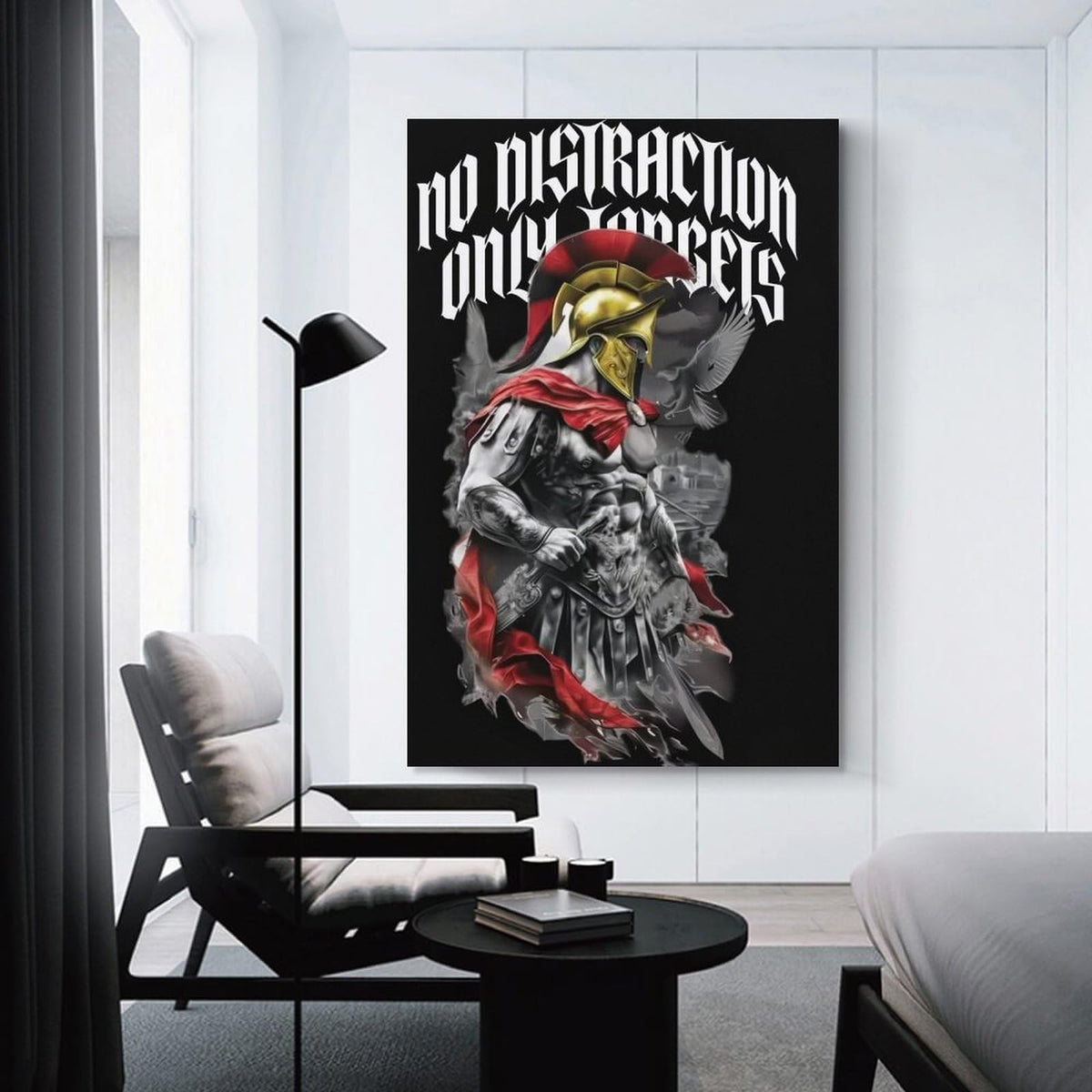 No Distraction Only Targets Spartan Warrior Canvas Printing Wall Art Prints Wall Decor Posters Black Red Gothic Motivational Bedroom Living Room Office Gym Decor 20x30inch (style-30 / 20x30inch(50x75cm) Unframe)