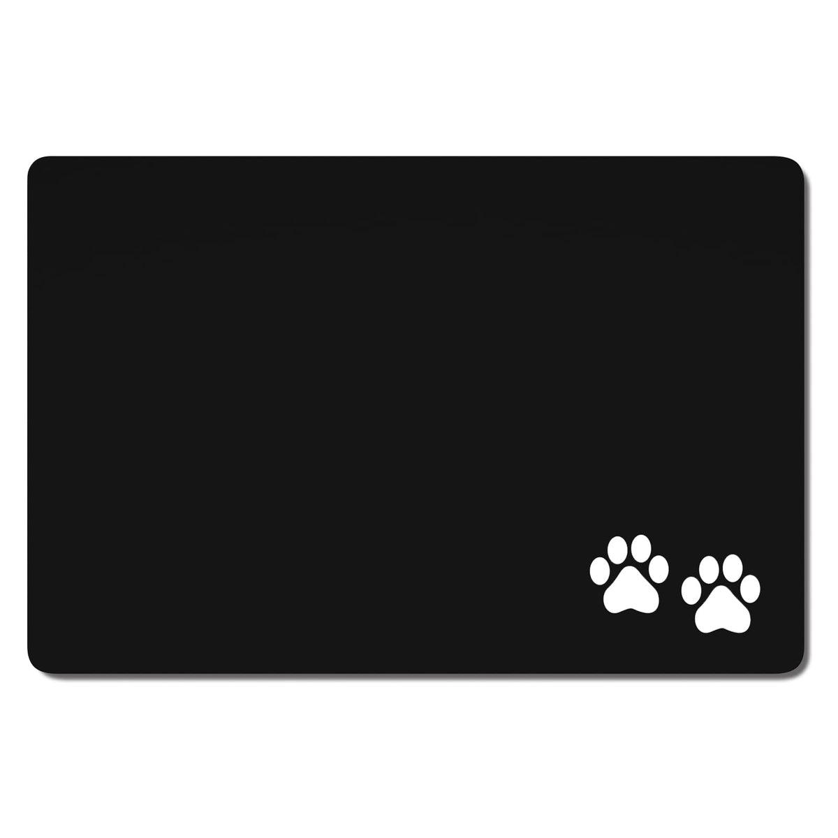Dog Food Mat 16" x 24" Footprint Absorbent Dog Cat Bowl Mat for Food and Water (A-Black Footprint / 16"L x 24"W)