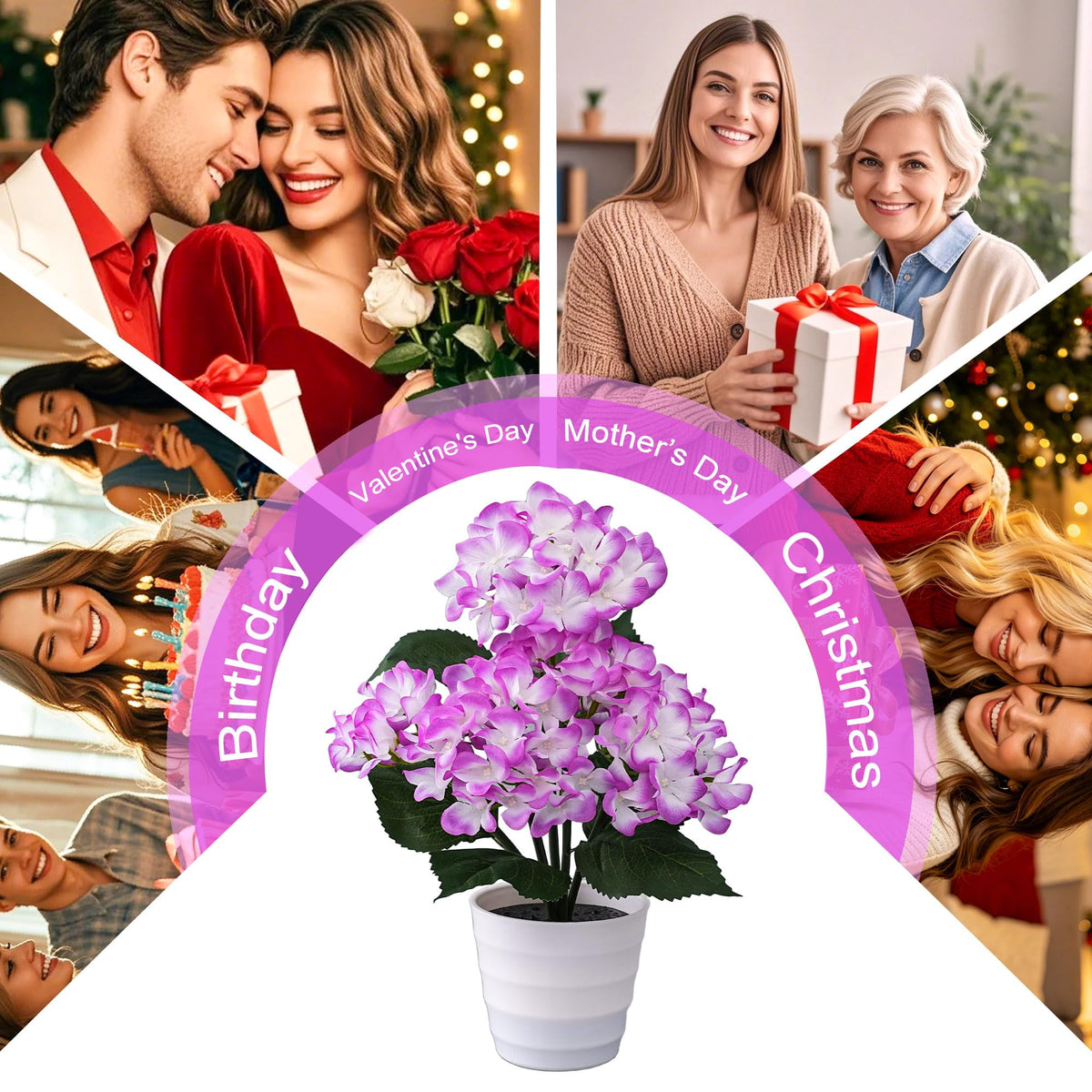 Purple Hydrangea Flower Table Lamp Decor Gifts for Women Birthday (HYDRANGEA FLOWR-Z)