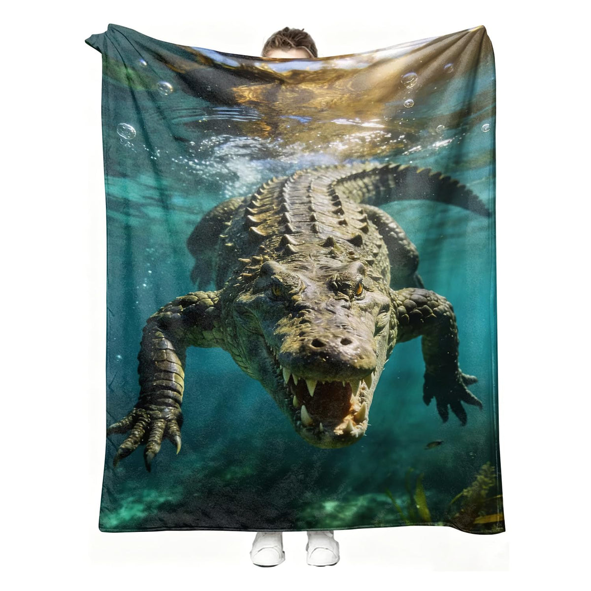 Crocodile Throw Blanket Wildlife Animal Soft Cozy Plush Flannel 60"X80" (Crocodile / 60"X80")