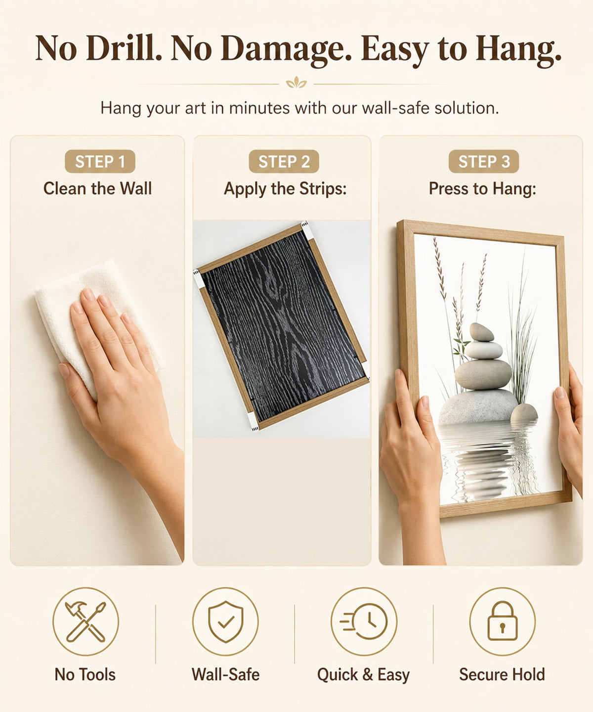 Framed Zen Stone Canvas Wall Art (Framed Zen / 36"L x 24"W)