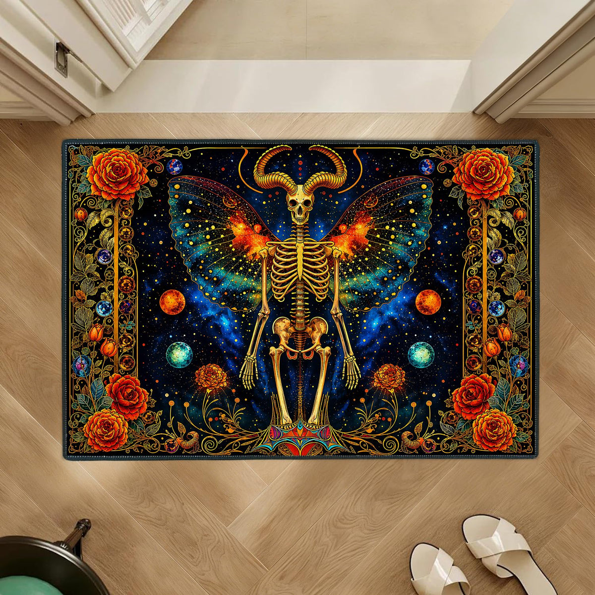 Gothic Winged Skeleton Area Rug 2x3 (047 / 2' x 3' (Rectangular))