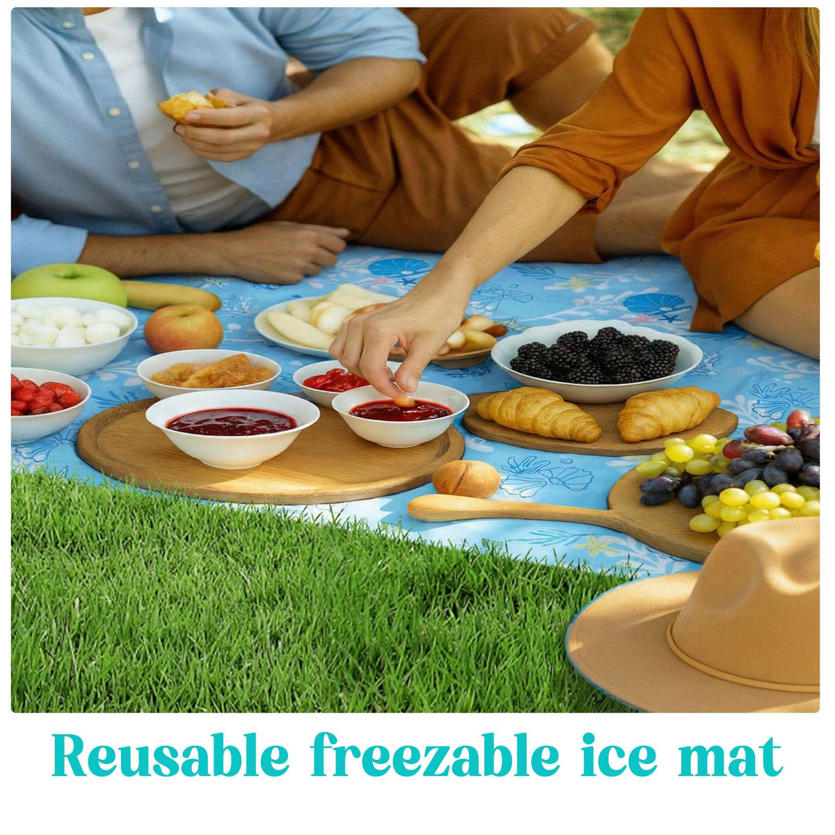 17.7x47.2 Inch Reusable Freezable Ice Mats for Buffet (Shell / 17.7x47.2 Inch)