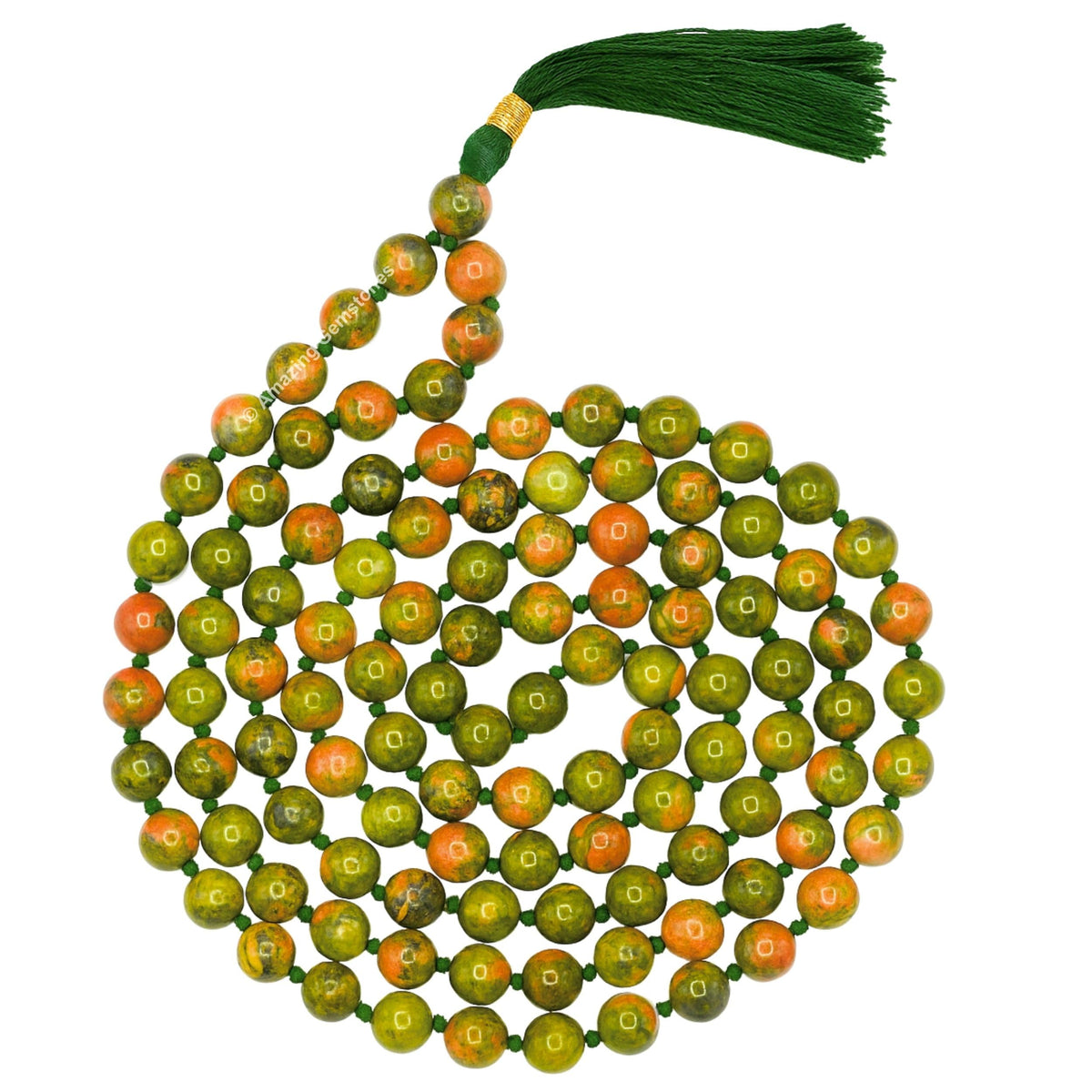 Unakite Buddhist Prayer Beads Japa Mala with 108 Meditation Beads (Hand Knotted / Unakite)