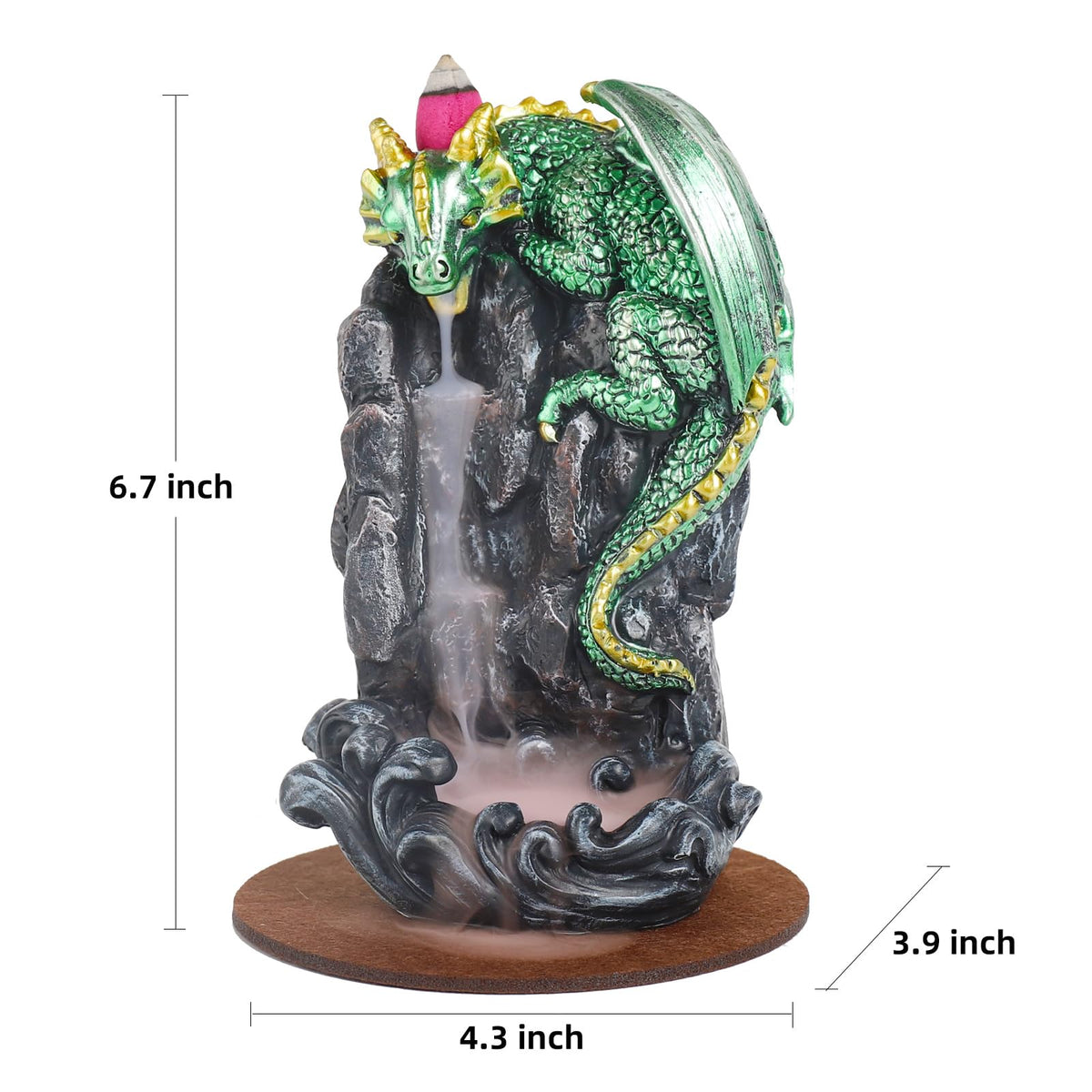 Dragon Backflow Incense Holder Waterfall Incense Burner (Green)