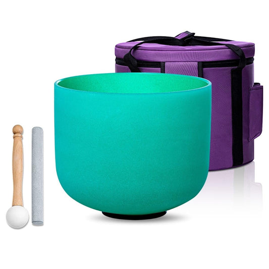 Crystal Singing Bowl 8 in Green F Note 432Hz with Carrying Case (Green F Note)
