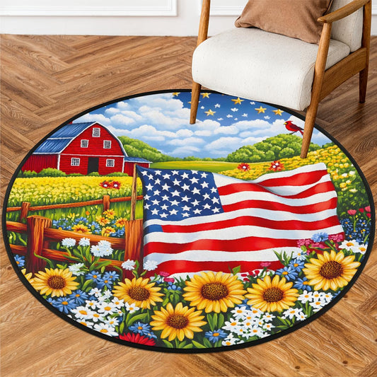 3 Ft Flag Color Round Rug Circle Area Rugs Circular Door Mat for Indoor (Color40 / 3' (Round))